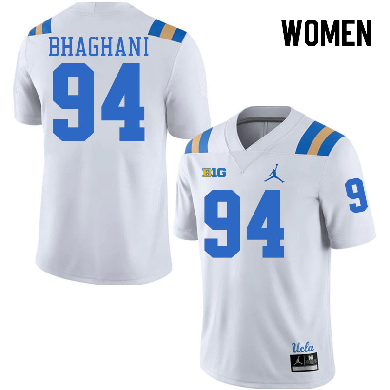 Women #94 Mateen Bhaghani Big 10 Conference College Football Jerseys Stitched-White